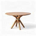 Round wooden dining table with brass accent legs 90 x 90 x 75cm