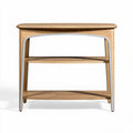 Wooden console table with two shelves and curved metal accents 90 x 40 x 75cm