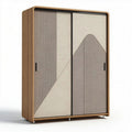 Wooden wardrobe with fabric panel doors 80 x 40 x 120cm for storage