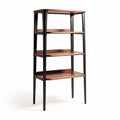Wood and metal four-tier shelf unit for storage and display 90 x 50 x 120cm