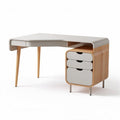 Modern wood and metal corner desk with three drawers in white size 120 x 60 x 75cm