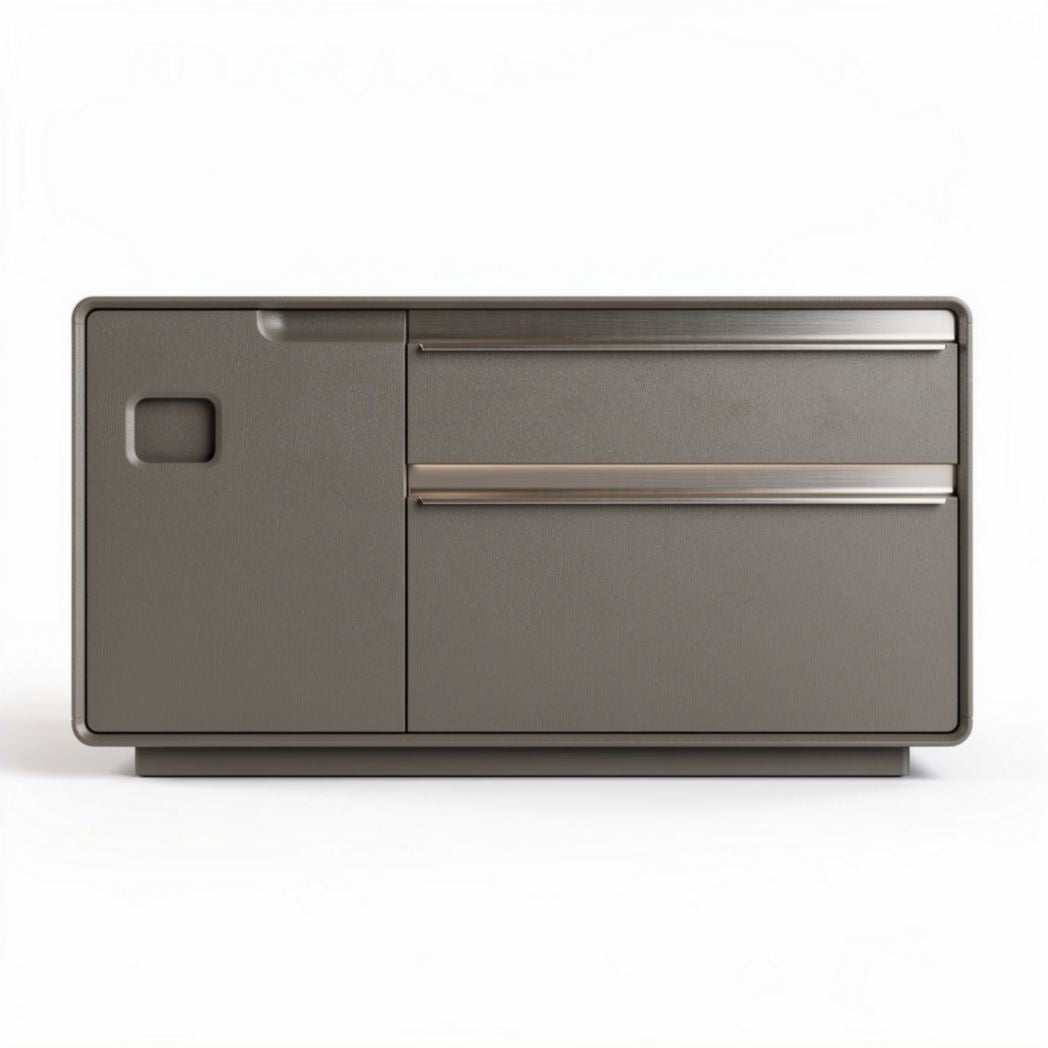 Modern gray storage cabinet with metal handles and spacious drawers 60 x 30 x 40cm