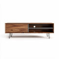 Wooden TV stand with metal legs and storage drawer 120 x 40 x 45cm