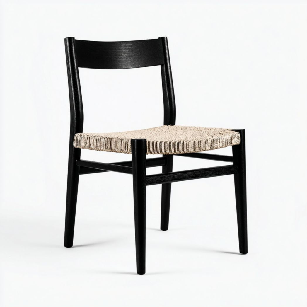 Modern dining chair with upholstered seat and backrest in grey 45 x 45 x 80cm