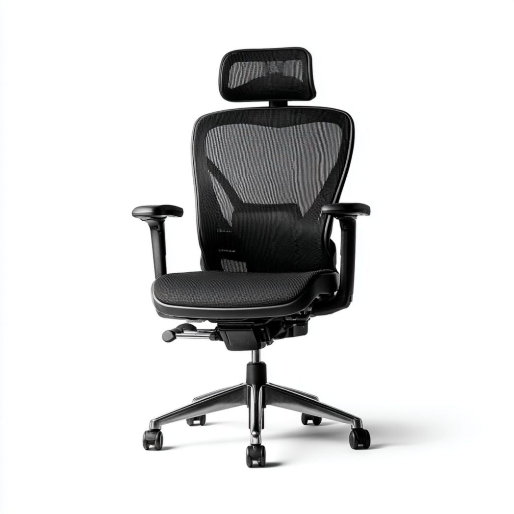 Ergonomic office chair with adjustable headrest and breathable mesh design