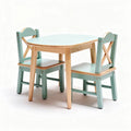 Kids wooden table with two chairs in mint green finish 80 x 60 x 50cm